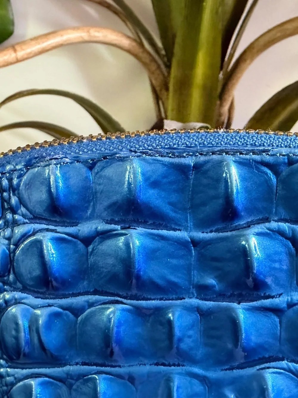 💙 Brahmin Sample 'Electric' Blue Tina Zippered Make Up Bag Pouch Clutch 💙 READ